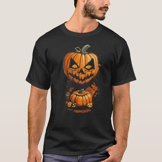 Create Your Own Custom Halloween Spirits Pumpkin T-Shirt (Front)