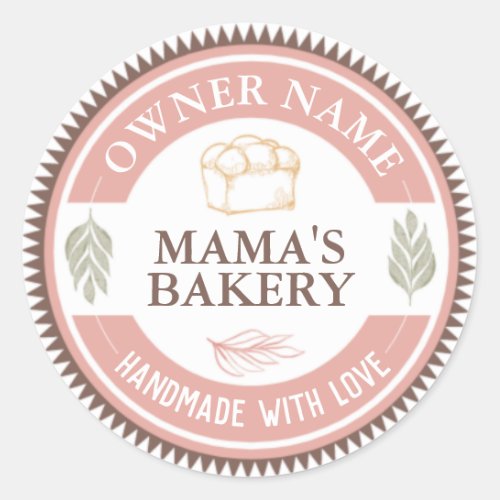 Create your own Custom Handmade with Love Bakery  Classic Round Sticker