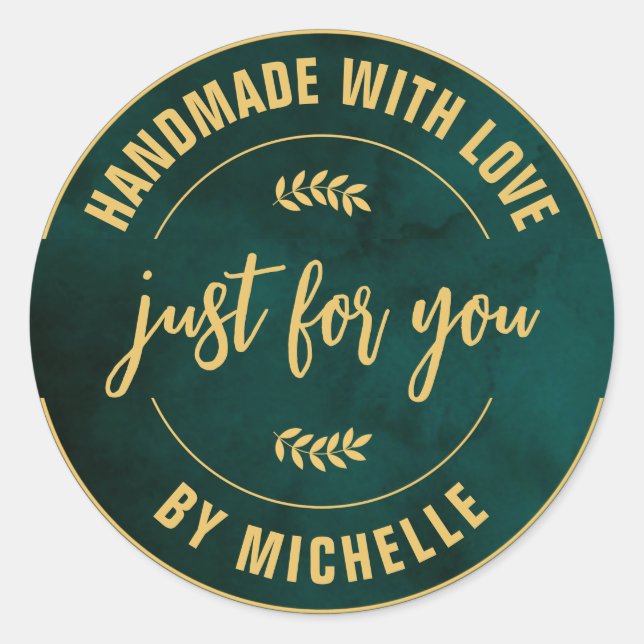 Create your own Custom Handmade with love Business Classic Round Sticker (Front)