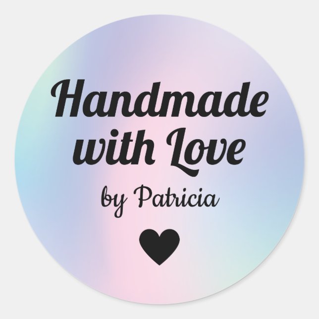 Create your own custom Handmade with love Classic Round Sticker (Front)