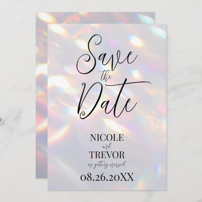 Create Your Own Custom Iridescent Lights Save The Date (Front/Back)