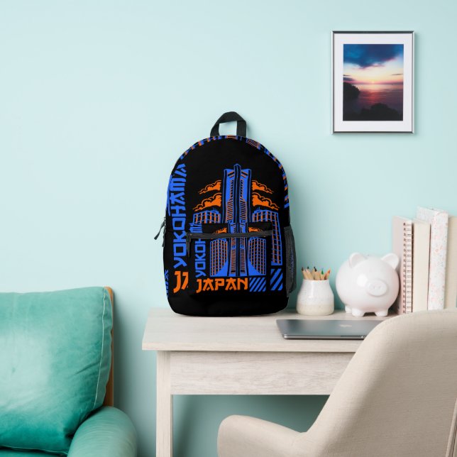 Create your Own Custom Japan Yokohama Skyline Printed Backpack (Insitu)