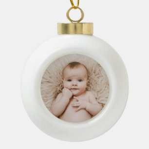 Create Your Own Custom Kids Children Photo Modern Ceramic Ball Christmas Ornament
