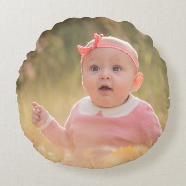 Create Your Own Custom Kids Children Photo Modern Round Pillow (Front)