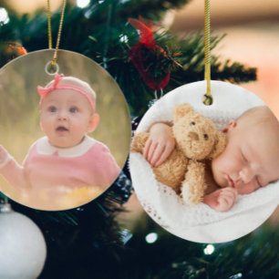 Create Your Own Custom Kids Children Two Photo Ceramic Ornament