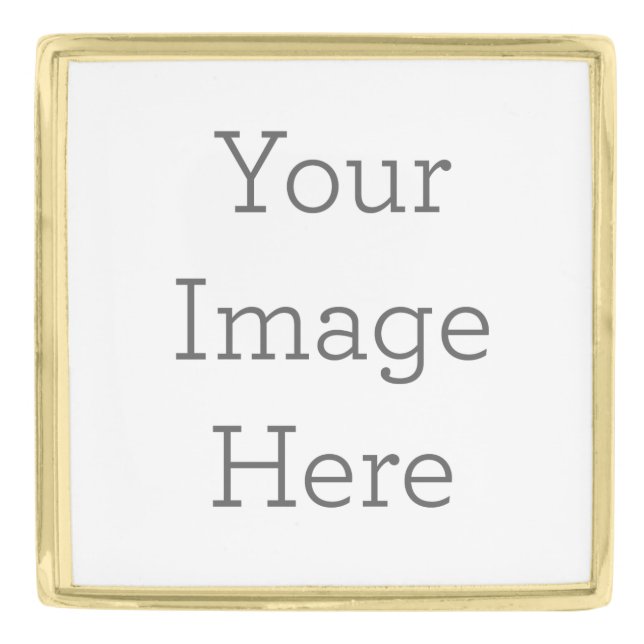 Large Square Lapel Pin, Gold Plated (Front)