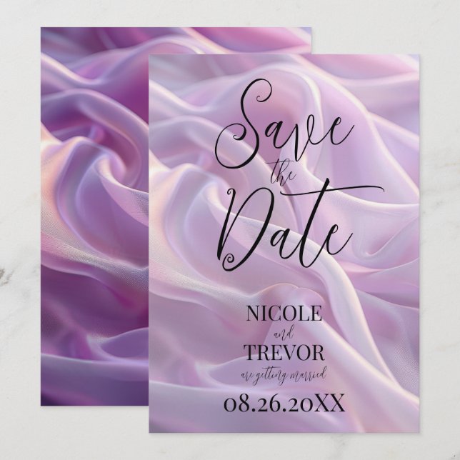 Create Your Own Custom Lilac Purple Silky Save The Date (Front/Back)