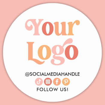 Create Your Own Custom Logo Business Social Media  Classic Round Sticker by thesmallbusinessshop at Zazzle