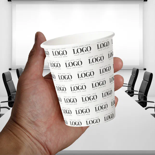 Create Your Own Custom Logo Pattern Business Party Paper Cups | Zazzle