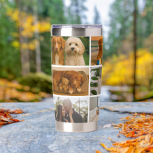 Create your own custom made 9 photo personalized insulated tumbler