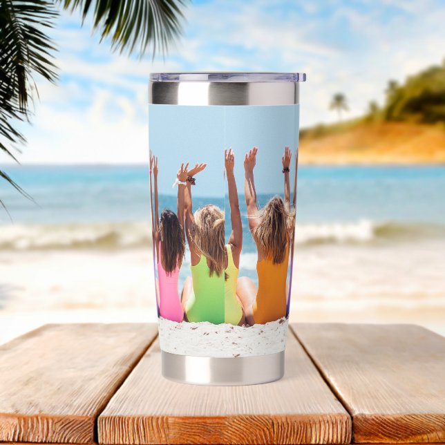 Create your own custom made photo personalized insulated tumbler (Beach)