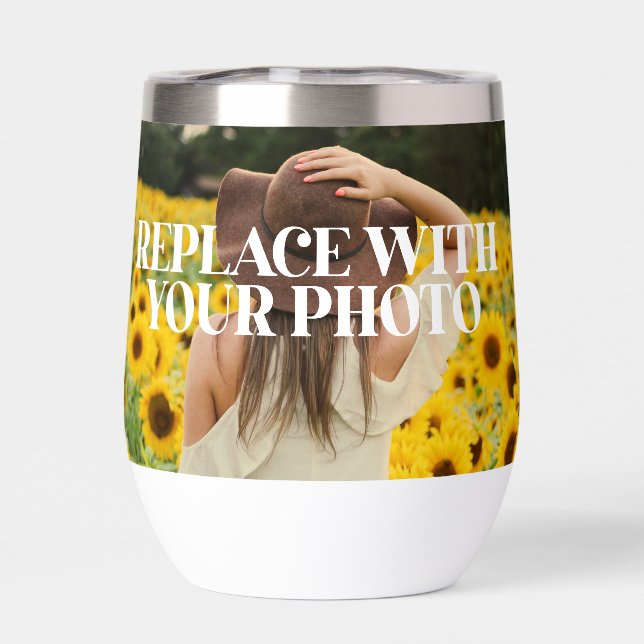 Create your own custom made photo personalized thermal wine tumbler (Back)