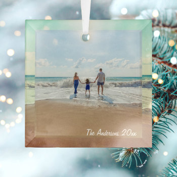 Create Your Own Custom Memorable Family Photo Glass Ornament by littleteapotdesigns at Zazzle