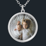 Create Your Own Custom Memorable Family Photo Silver Plated Necklace<br><div class="desc">Create Your Own Custom Memorable Family Photo Silver Plated Necklace</div>