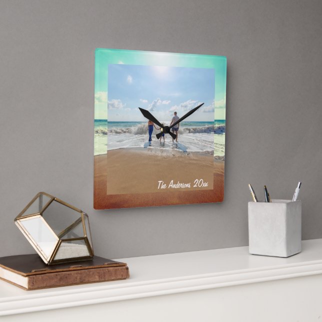 Create Your Own Custom Memorable Family Photo Square Wall Clock (Office)