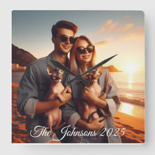 Create Your Own Custom Memorable Family Photo Square Wall Clock