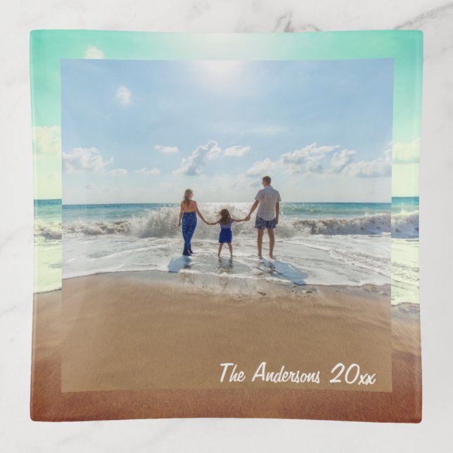 Create Your Own Custom Memorable Family Photo Trinket Tray (Front)