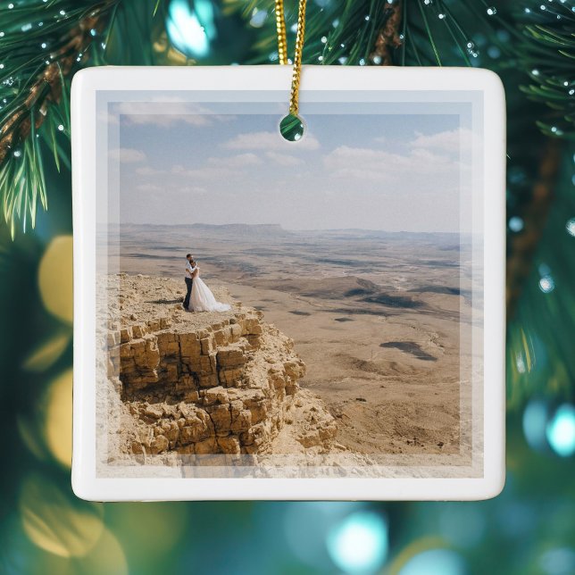 Create Your Own Custom Memorable Wedding Photo Ceramic Ornament (Creator Uploaded)