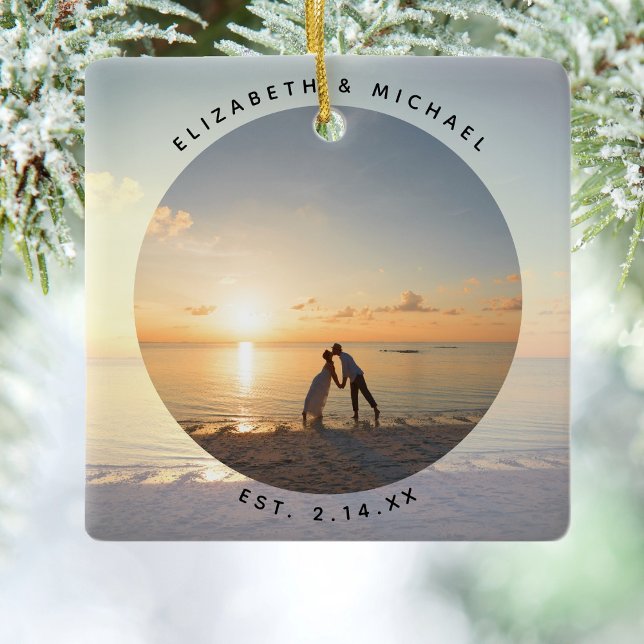 Create Your Own Custom Memorable Wedding Photo Ceramic Ornament (Creator Uploaded)