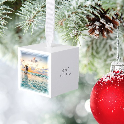 Create Your Own Custom Memorable Wedding Photo Cube Ornament