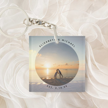 Create Your Own Custom Memorable Wedding Photo Keychain by littleteapotdesigns at Zazzle
