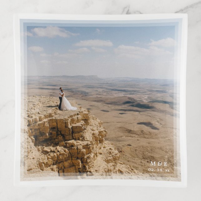Create Your Own Custom Memorable Wedding Photo Trinket Tray (Front)