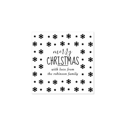 Create Your Own Custom Merry Christmas Snowflake Rubber Stamp