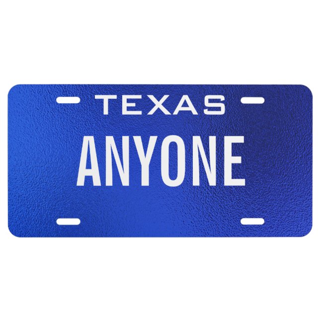 Create Your Own Custom Metallic Style Blue License Plate (Front)