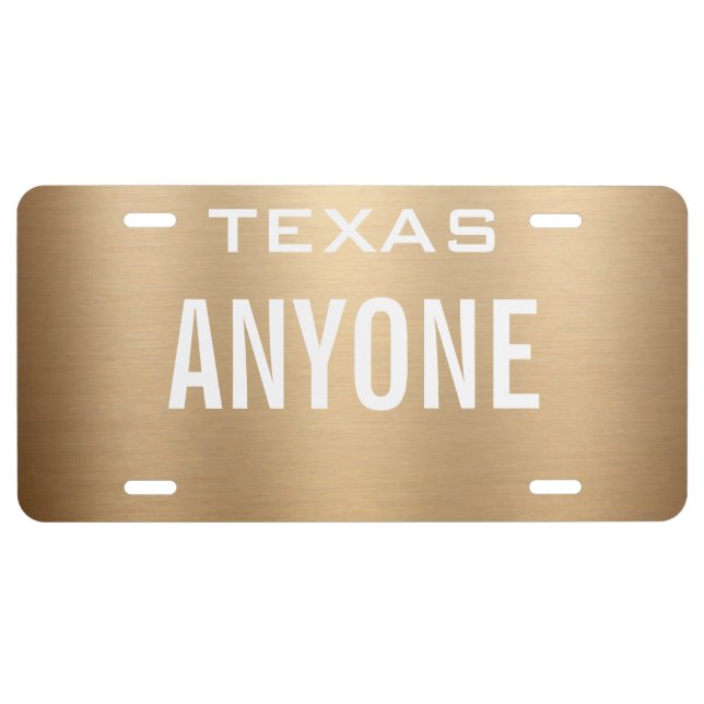 Create Your Own Custom Metallic Style Golden License Plate (Front)