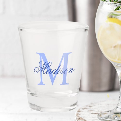 Create Your Own Custom Monogram And Name Blue Shot Glass