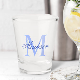 Create Your Own Custom Monogram And Name Blue Shot Glass