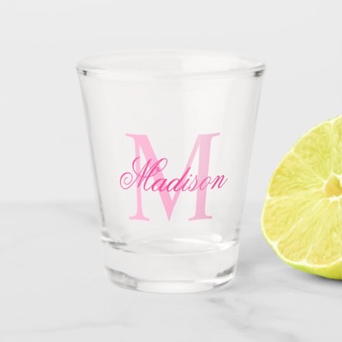 Create Your Own Custom Monogram And Name Pink Shot Glass - Create your own personalized shot glasses with your custom name and monogram. To edit this design template, change the text fields as shown above. You can easily add more text or images, customize fonts and colors.
Treat yourself or make the perfect gift for family, friends, parents and grandparents!