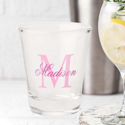 Create Your Own Custom Monogram And Name Pink Shot Glass