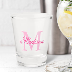 Create Your Own Custom Monogram And Name Pink Shot Glass
