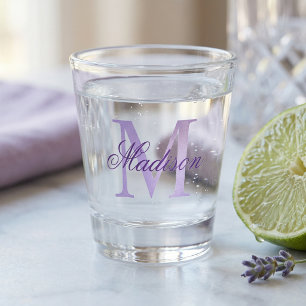 Create Your Own Custom Monogram And Name Purple Shot Glass