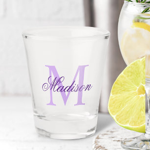 Create Your Own Custom Monogram And Name Purple Shot Glass