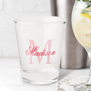 Create Your Own Custom Monogram And Name Red Shot Glass