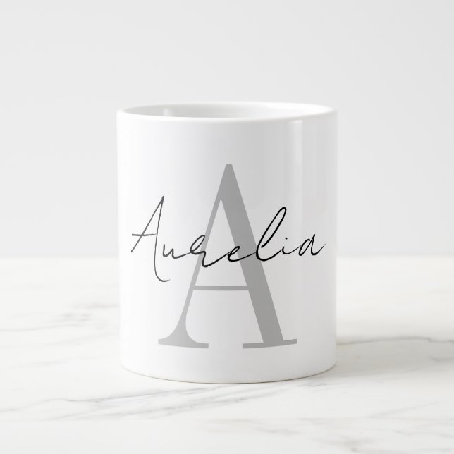 Create Your Own Custom Monogram And Name Script  Giant Coffee Mug (Front)