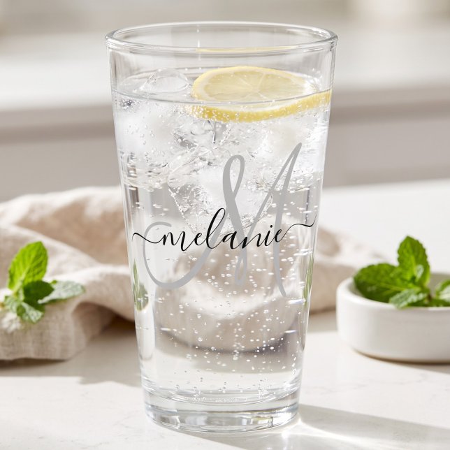 Create Your Own Custom Monogram And Name Script Glass (Creator Uploaded)