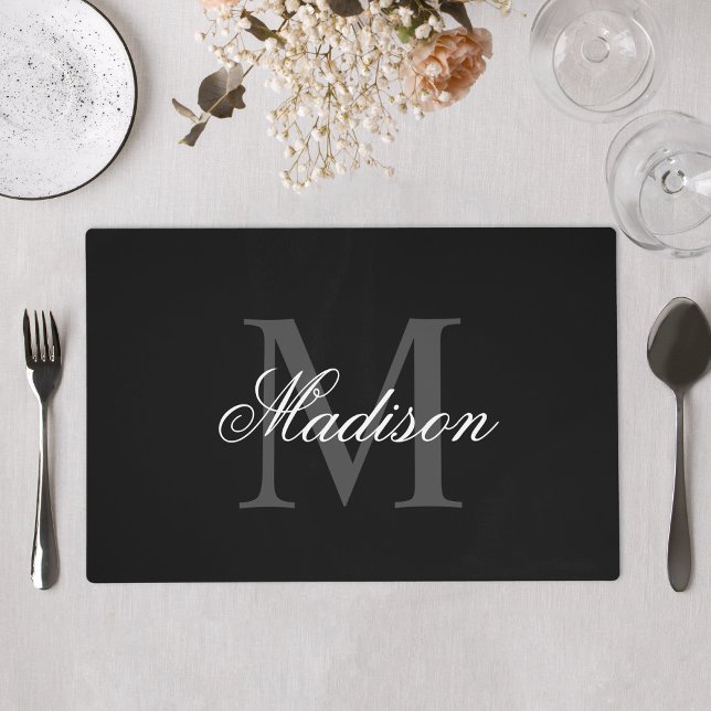 Create Your Own Custom Monogram And Name Script Placemat (Creator Uploaded)