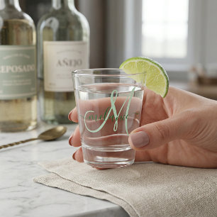 Create Your Own Custom Monogram Name Script Green Shot Glass