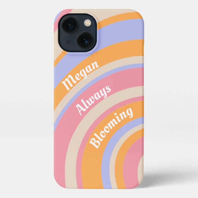 Create your own Custom Name Boho Rainbow Pattern iPhone Case (Back)