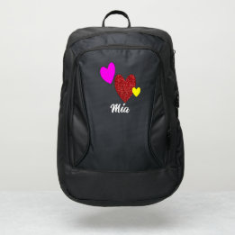 Create Your Own Custom Name Love Glitter Hearts  Port Authority® Backpack
