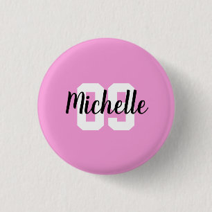 Create Your Own Custom Name Number Pink Button