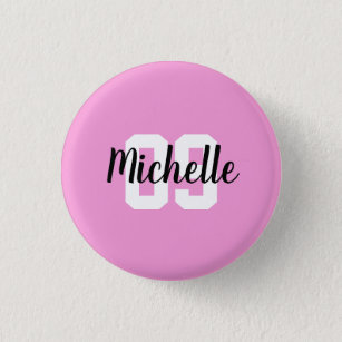 Create Your Own Custom Name Number Pink  Button