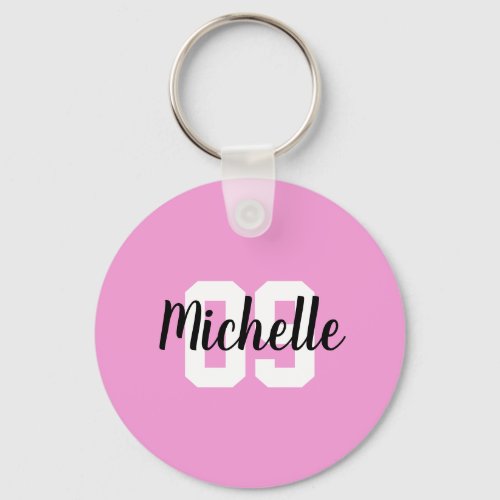 Create Your Own Custom Name Number Pink Soccer  Keychain