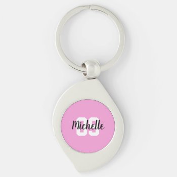 Create Your Own Custom Name Number Pink Soccer Keychain by nadil2 at Zazzle
