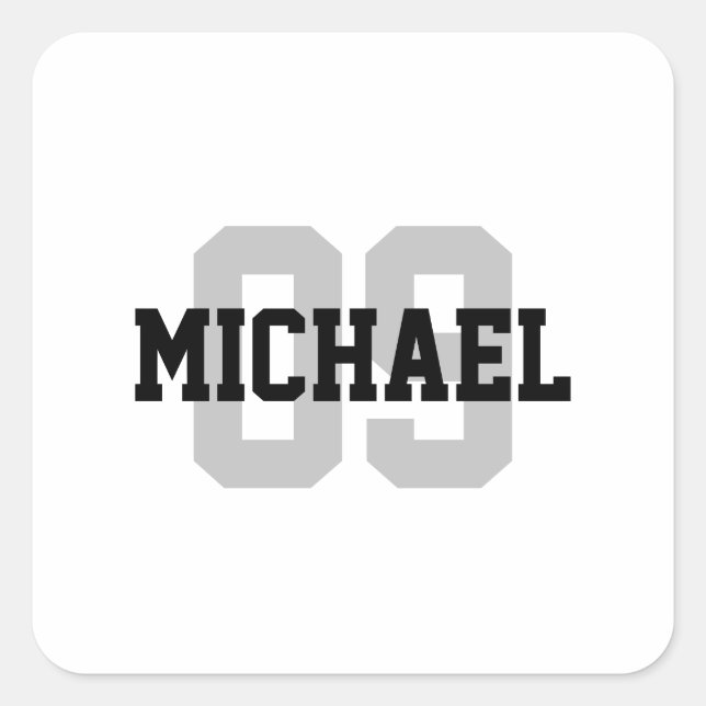 Create Your Own Custom Name Number  Square Sticker (Front)