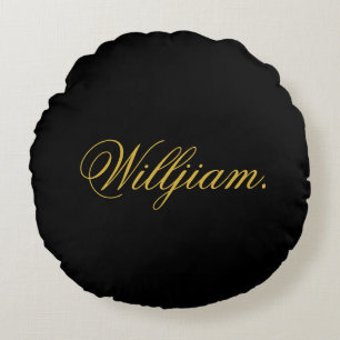 Create Your Own Custom Name on This Black Round Pillow