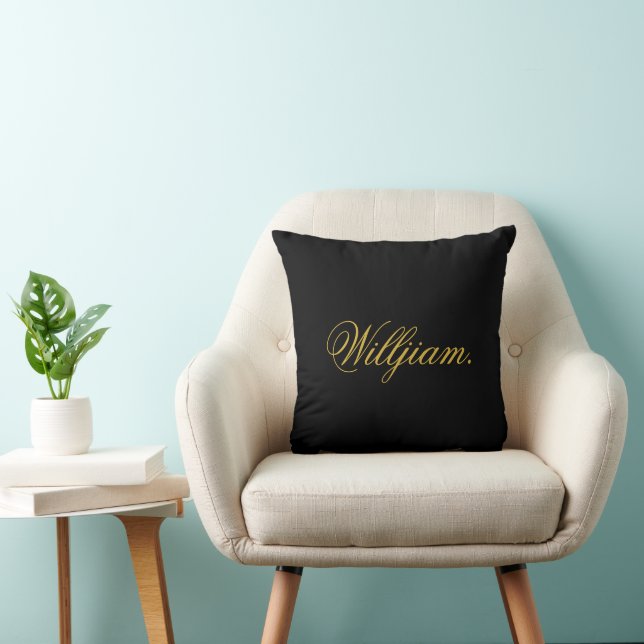 Create Your Own Custom Name on This Black Throw Pillow (Chair)